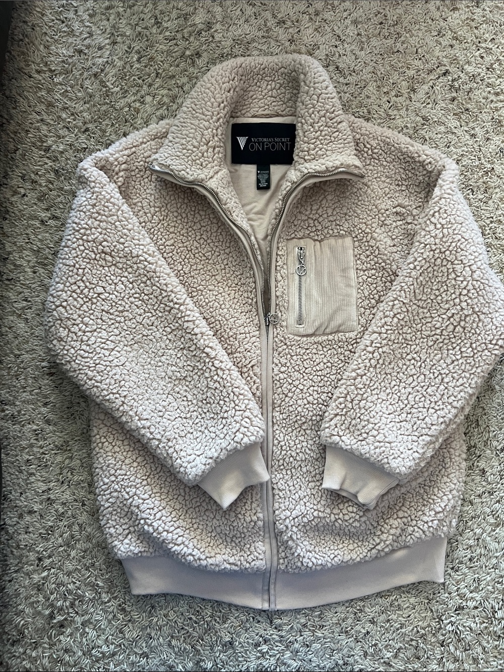 Victoria's Secret Cream Sherpa Zip-Up oversized jacket